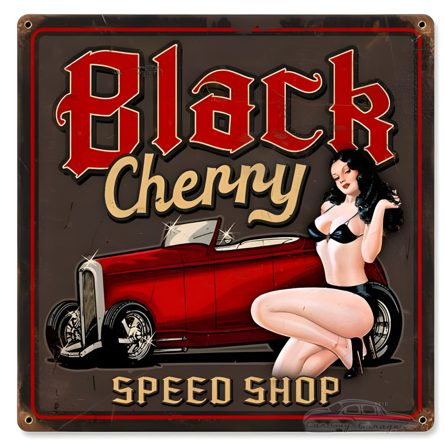 Black Cherry Metal Sign - 12" x 12"