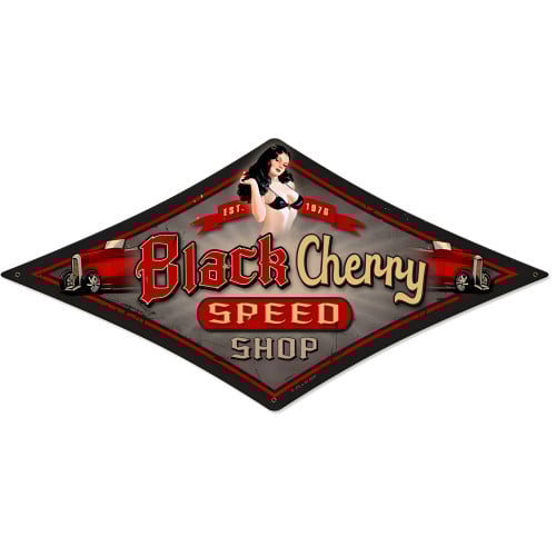 Black Cherry Speed Shop Metal Sign - 22" x 14"