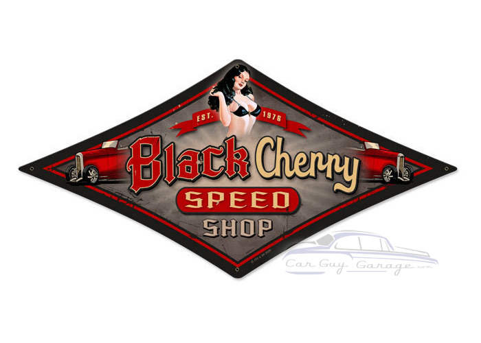 Black Cherry Speed Shop Metal Sign