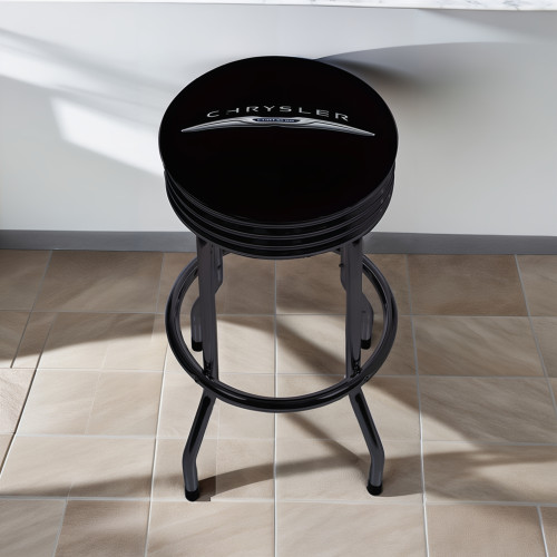Black Chrysler Single Ring Ribbed Shop Stool