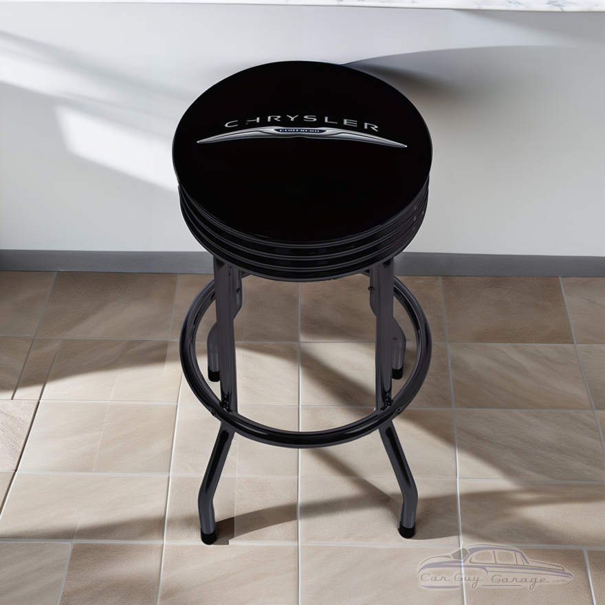 Black Chrysler Single Ring Ribbed Shop Stool Black Chrysler Single Ring Ribbed Shop Stool