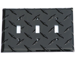 Black Diamond Plate Triple Switch Cover