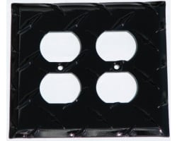 Black Diamond Plate Double Outlet Cover