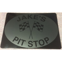 Silver on Black Personalized Aluminum Pit Stop Sign