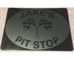 Silver on Black Personalized Aluminum Pit Stop Sign