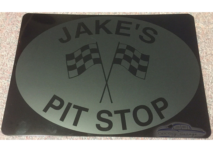 Silver on Black Personalized Aluminum Pit Stop Sign