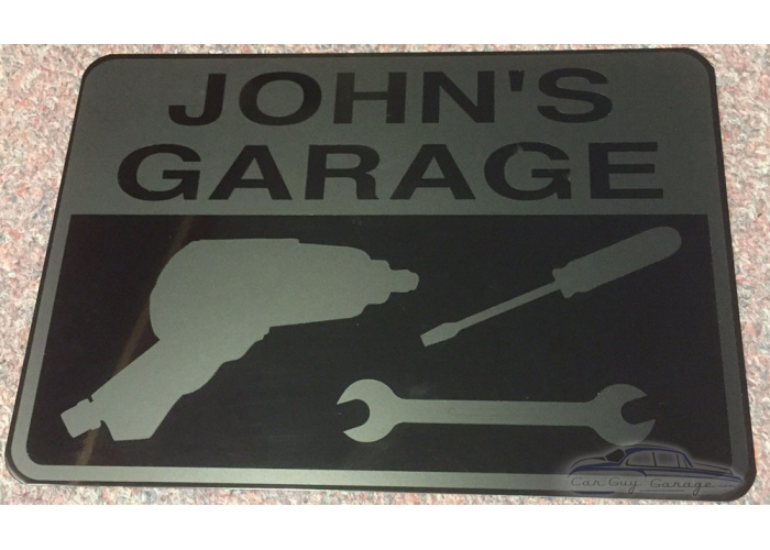 Silver on Black Personalized Aluminum Garage Sign