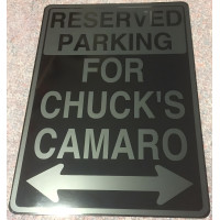 Personalized Silver-on-Black Reserved Parking Aluminum Sign