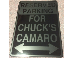 Silver on Black Personalized Reserved Parking Sign