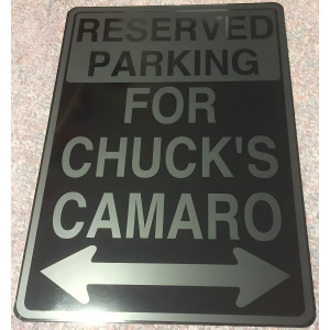 Personalized Silver-on-Black Reserved Parking Aluminum Sign