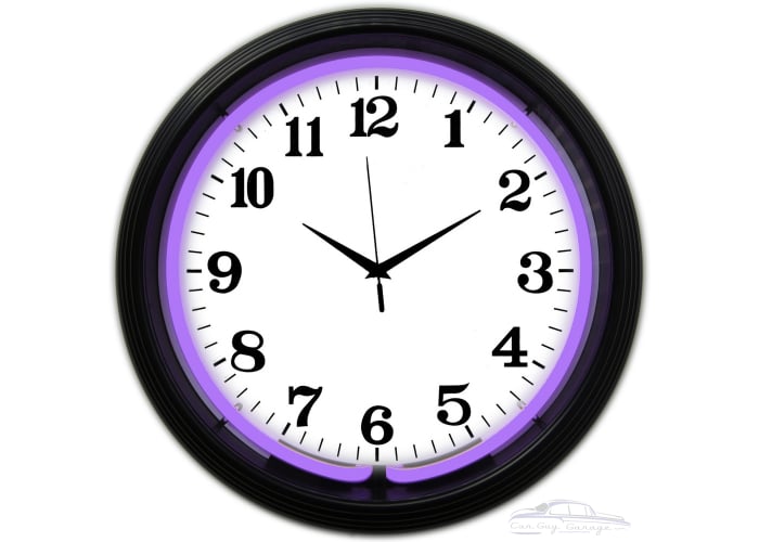 Black Rim Purple Neon Clock