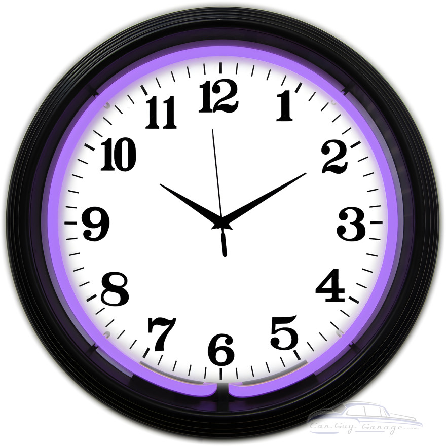 Black Rim Purple Neon Clock Black Rim Purple Neon Clock