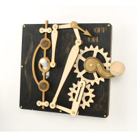 Mechanical Wood Gear Light Switch Cover - Black Single Toggle