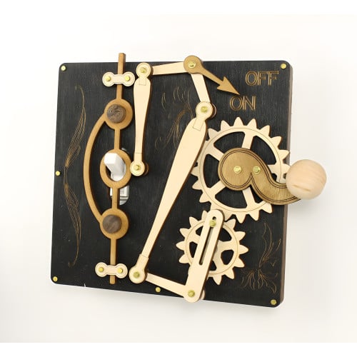 Black Single Toggle Gear Levered Light Switch Plate