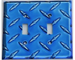 Blue Diamond Plate Double Toggle Wall Plate