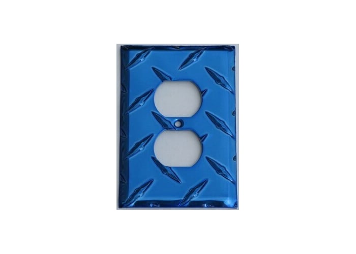 Blue Diamond Plate Outlet Wall Plate