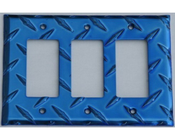 Blue Diamond Plate Triple GFI Wall Plate