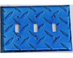 Blue Diamond Plate Triple Toggle Wall Plate