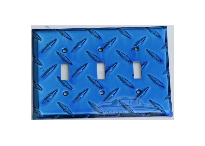 Blue Diamond Plate Triple Toggle Wall Plate