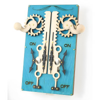 Blue Wooden Double Toggle Gear Light Switch Plate Cover, Rack & Pinion