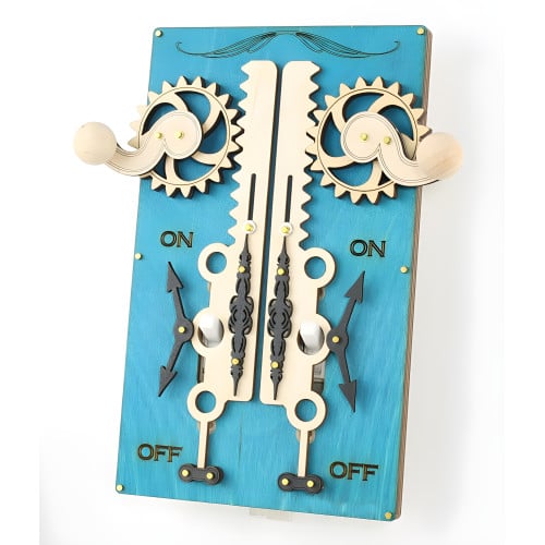 Blue Double Toggle Rack and Pinion Light Switch Plate