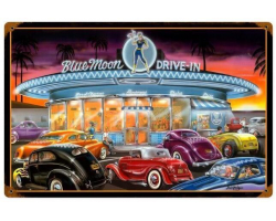 Blue Moon Drive-In Metal Sign - 18" x 12"