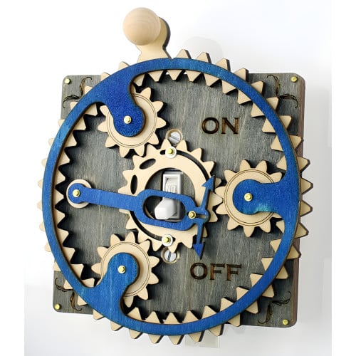 Gray & Blue Single Toggle Planetary Gear Light Switch Plate