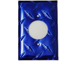 Blue Round Plug 1 5/8 Inch Outlet Diamond Plate Wall Plate