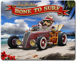 Bone to Surf Metal Sign - 12" x 15"