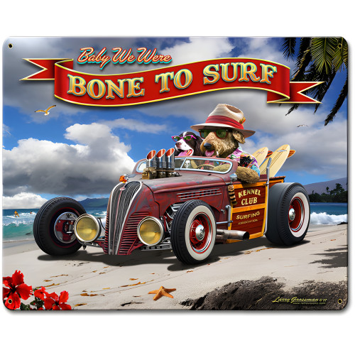Bone to Surf Metal Sign - 12" x 15"