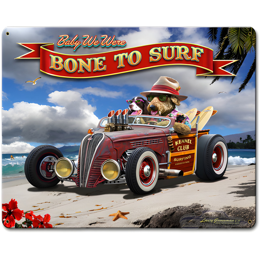 Bone to Surf Metal Sign - 12" x 15"