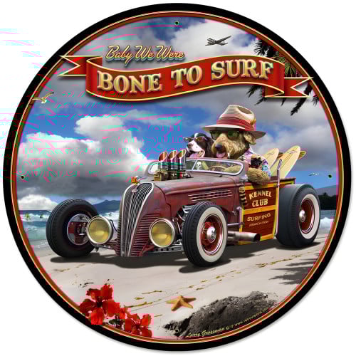 Bone to Surf Metal Sign - 28" Round