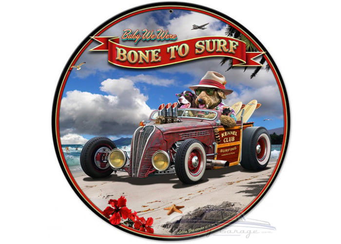 Bone to Surf Metal Sign - 14" Round