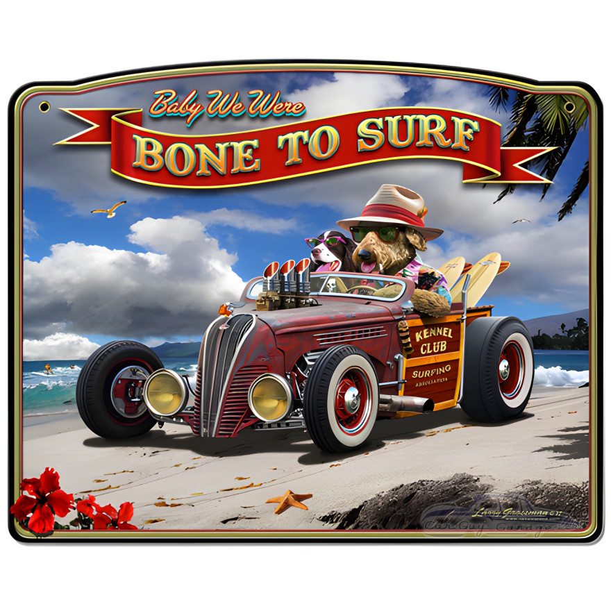 Bone to Surf Metal Sign - 18" x 14"