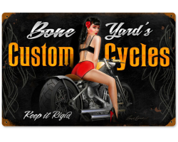 Bone Yard Cycles Metal Sign - 18" x 12"
