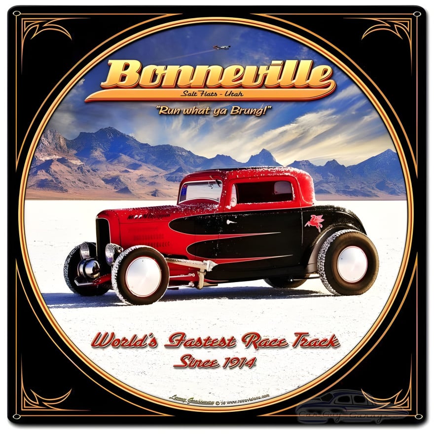 Bonneville Metal Sign - 18" x 18"