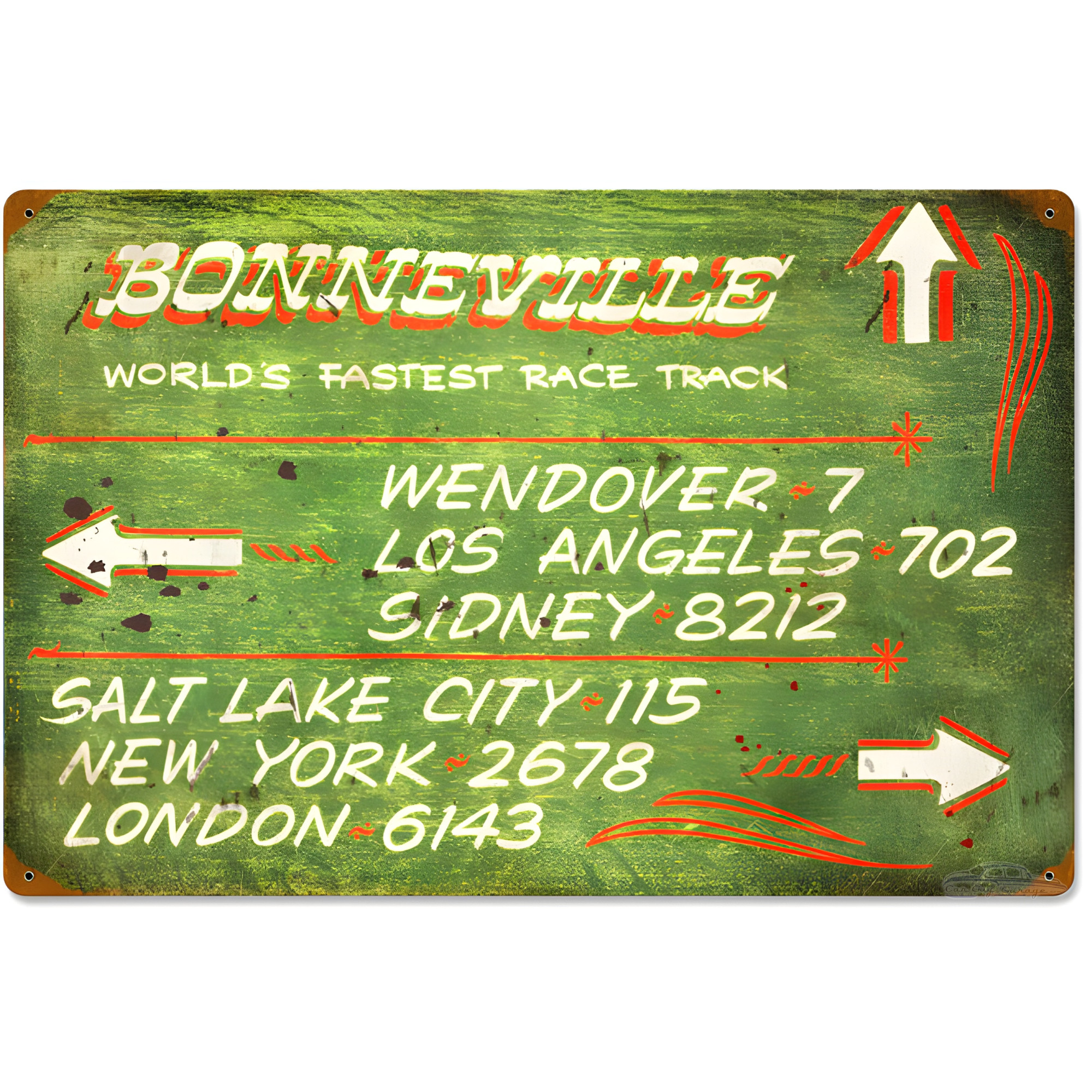 Bonneville Green Distance Marker Metal Sign