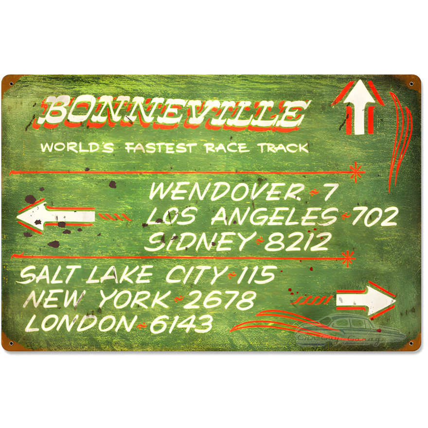 Bonneville Green Distance Sign - 24" x 16"