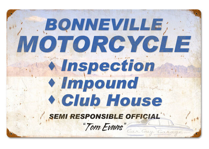 Bonneville Motorcycle Inspection Sign