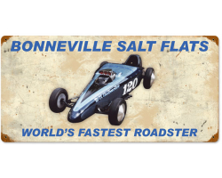 Bonneville World's Fastest Roadster Metal Sign - 24" x 12"