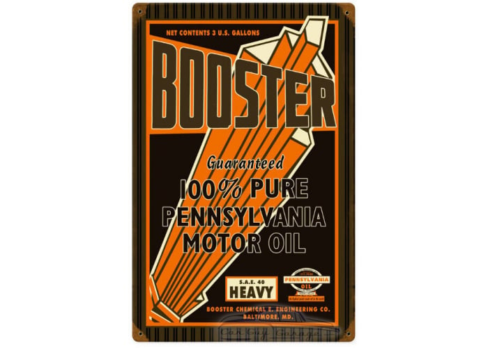 Booster Motor Oil Metal Sign - 12" x 18"
