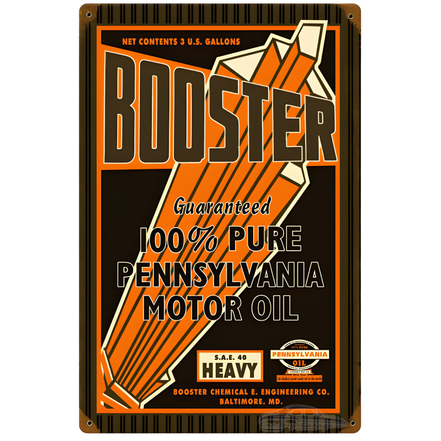 Booster Motor Oil Metal Sign - 12" x 18"
