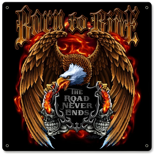 Born to Ride Metal Sign - 18" x 18"