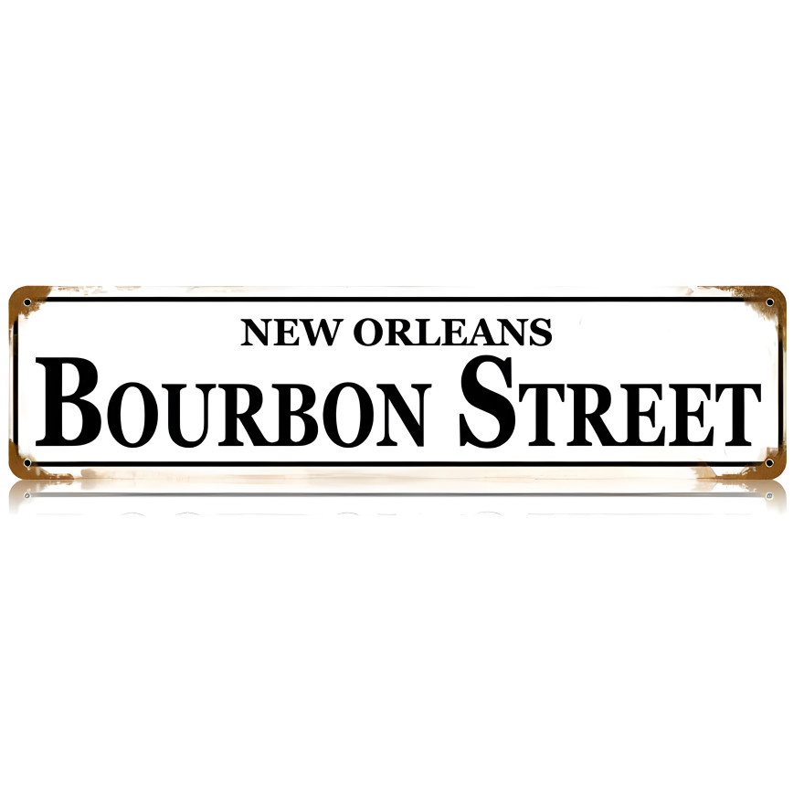 Bourbon Street Metal Sign - 20" x 5"