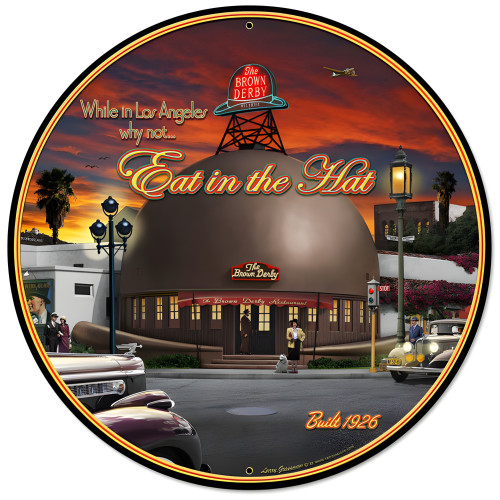 Brown Derby Metal Sign - 14" Round