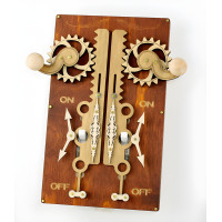 Double Toggle Light Switch Cover with Wood Gear Mechanism