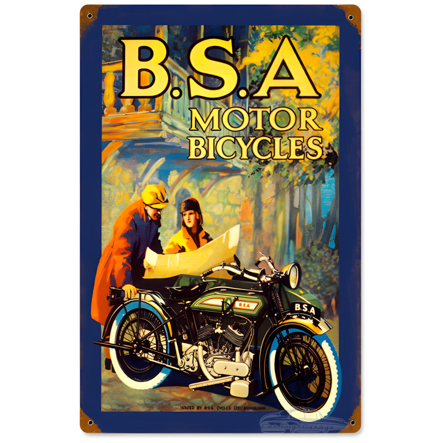 BSA Motorcycles Metal Sign - 12" x 18"