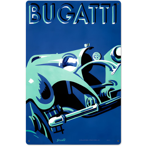 Bugatti Blue Metal Sign - 16" x 24"