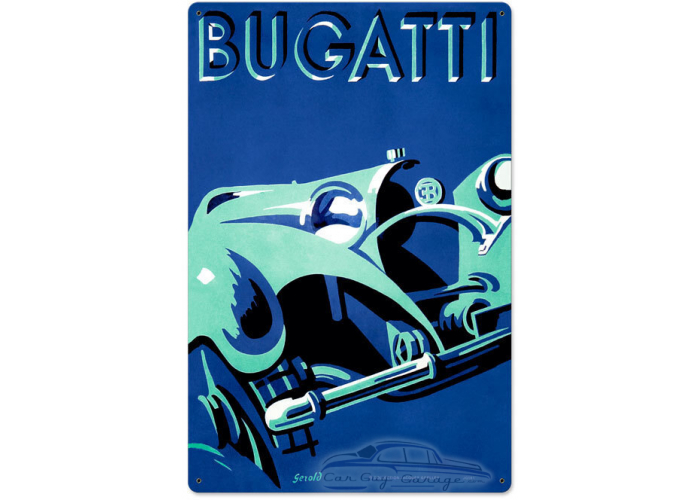Bugatti Blue Metal Sign - 16" x 24"