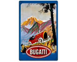 Bugatti Red Metal Sign